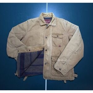 Vintage Abercrombie & Fitch Canvas Chore Coat Jacket Men's L Wool‎ Blanket Lined
